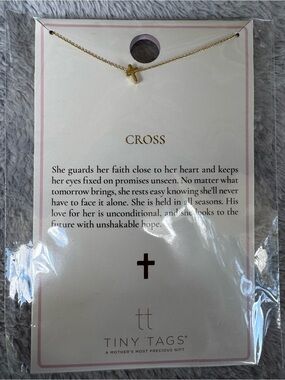 Tiny Tags 14k Gold Ion Plated Cross Charm Necklace